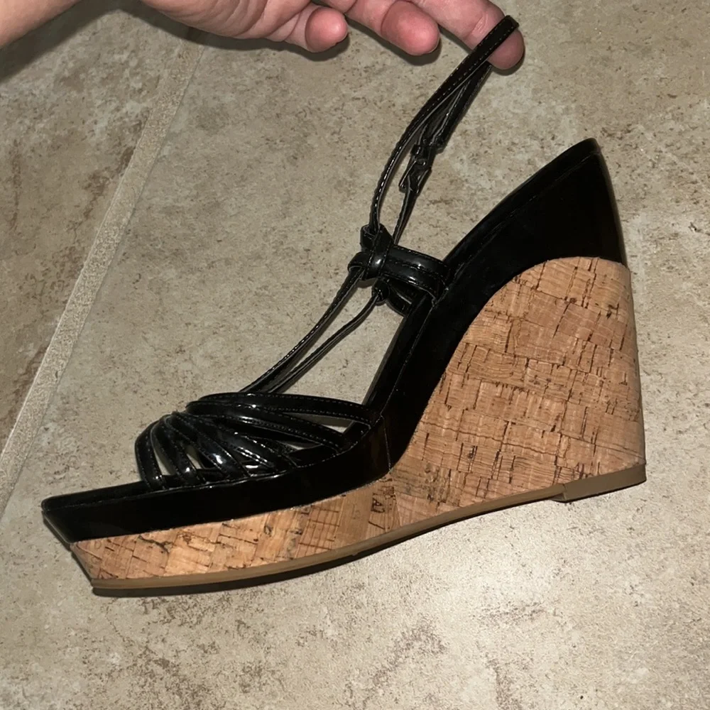 Strappy Black Aldo Wedges. Barely Worn. - Picture 3 of 4